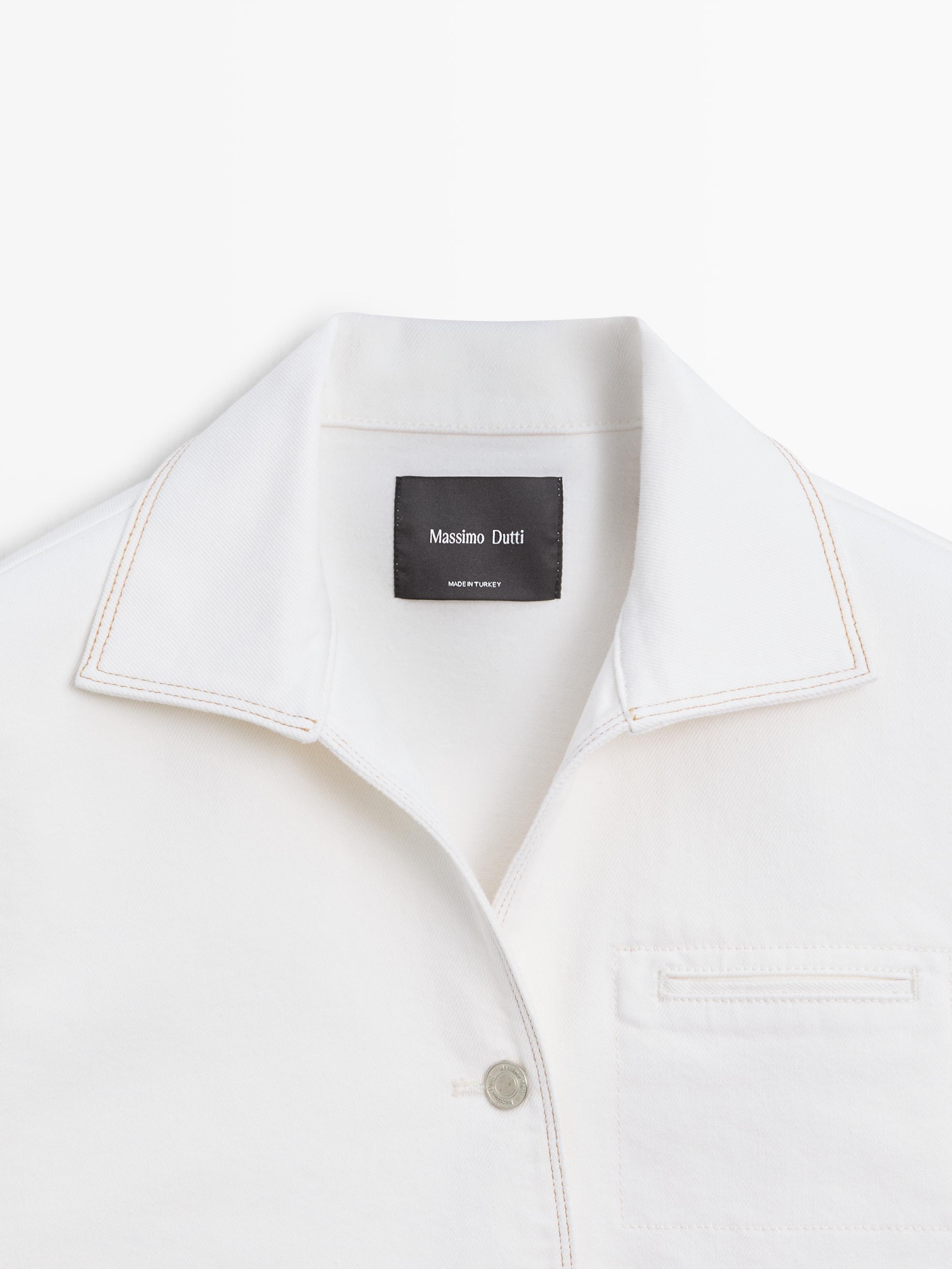 Denim jacket with contrast seam